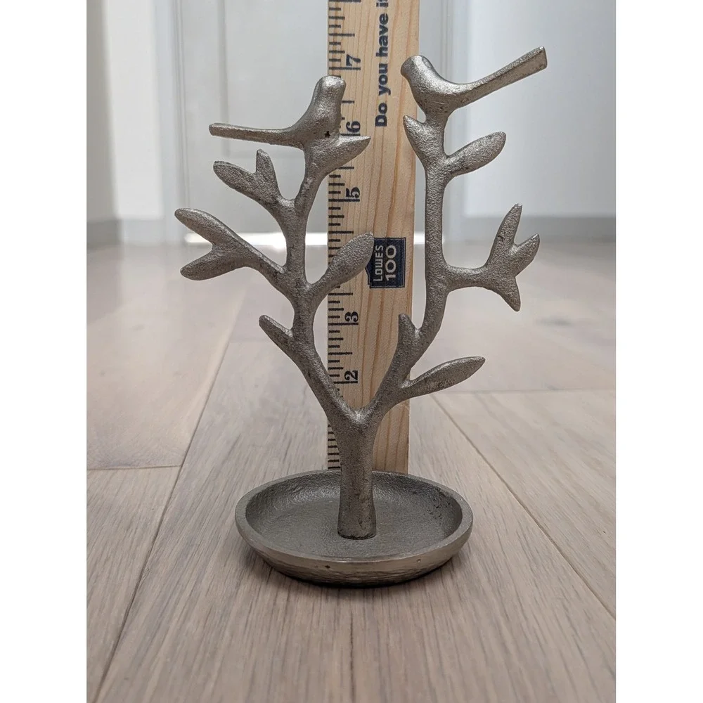 Silver Metal Jewelry Tree Ring Holder | Modern Organic Decor